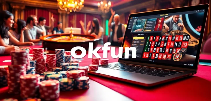 Experience thrilling gameplay at okfun casino with poker chips and vibrant roulette.