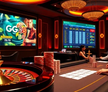 Experience the excitement of GG 88 with engaging virtual gaming tables featuring poker chips and roulette wheels.