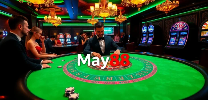 Engaging players at May88 blackjack table showcasing thrilling casino excitement.
