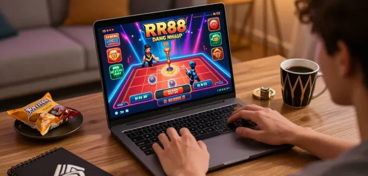 Engaging online gaming moment with RR88 dang nhap showing thrill of virtual casino gameplay.