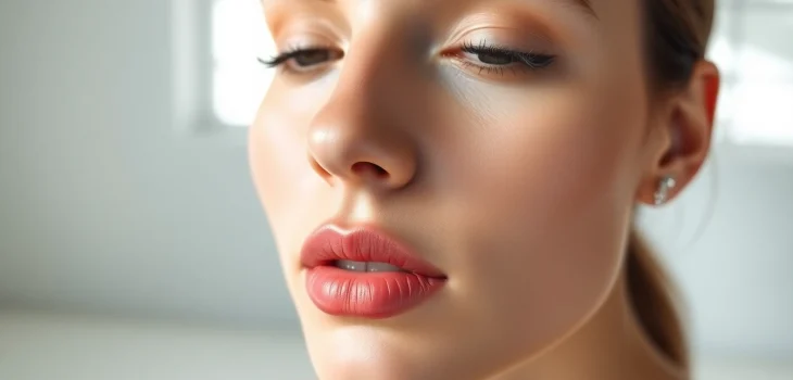 Close-up of a diamond nose stud showcased on a model, highlighting its elegance and beauty.