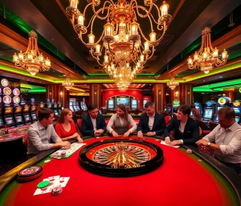 Engaging gamblers at Ga6789 casino table with vibrant chips and roulette wheel.