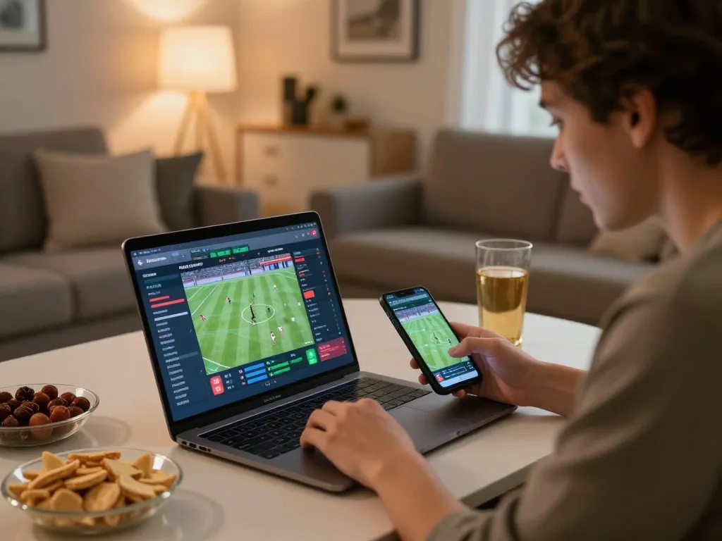 Place bets with cloud-africa while analyzing sports stats on a cozy home setup