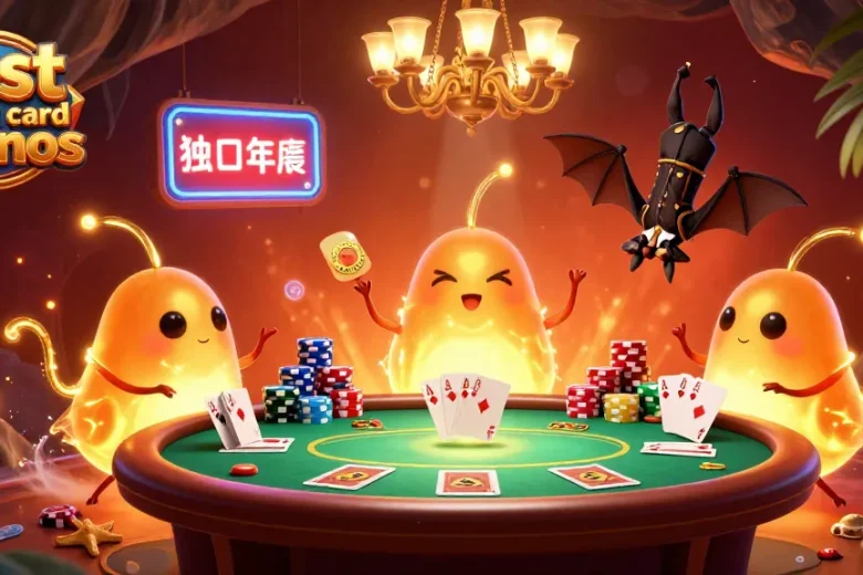 The glowworms illuminate a vibrant cave casino, showcasing the best credit card casinos with poker elements and neon effects.